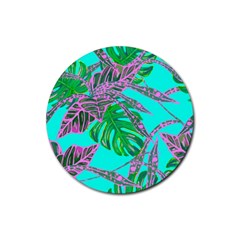 Painting Oil Leaves Nature Reason Rubber Coaster (round)  by Nexatart