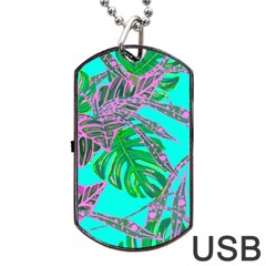 Painting Oil Leaves Nature Reason Dog Tag Usb Flash (one Side) by Nexatart