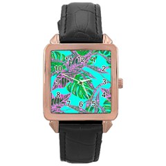 Painting Oil Leaves Nature Reason Rose Gold Leather Watch  by Nexatart