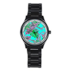 Painting Oil Leaves Nature Reason Stainless Steel Round Watch by Nexatart