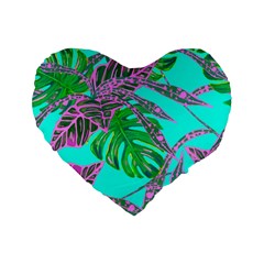 Painting Oil Leaves Nature Reason Standard 16  Premium Flano Heart Shape Cushions by Nexatart