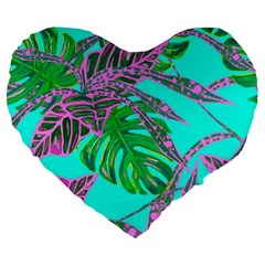 Painting Oil Leaves Nature Reason Large 19  Premium Flano Heart Shape Cushions by Nexatart