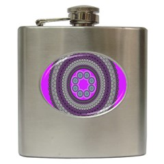 Round Pattern Ethnic Design Hip Flask (6 Oz) by Nexatart