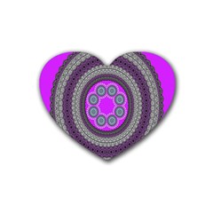 Round Pattern Ethnic Design Heart Coaster (4 Pack)  by Nexatart