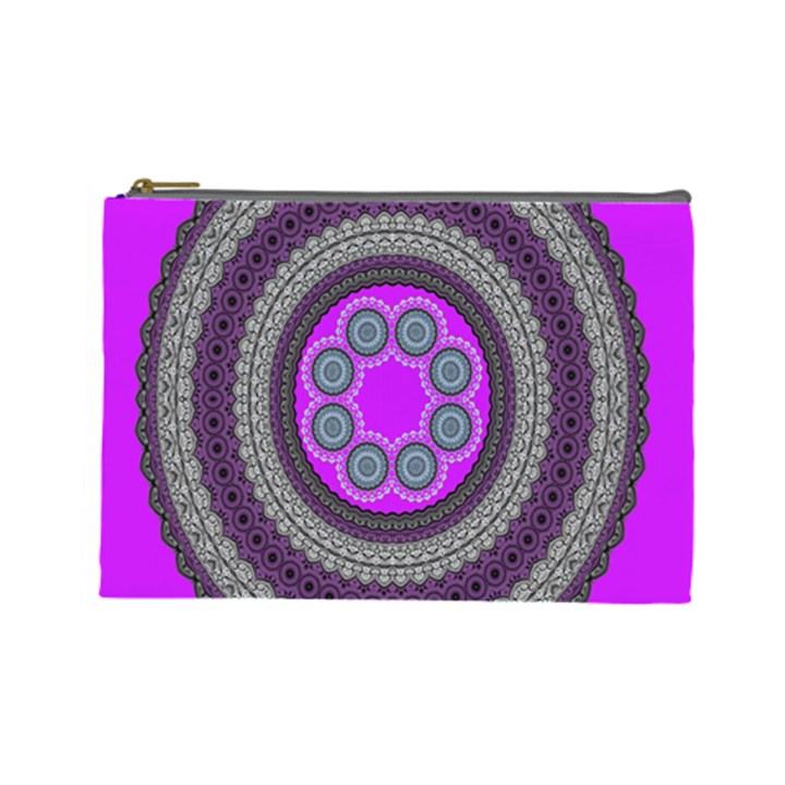 Round Pattern Ethnic Design Cosmetic Bag (Large)