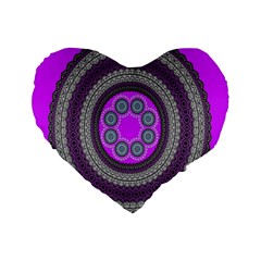 Round Pattern Ethnic Design Standard 16  Premium Flano Heart Shape Cushions by Nexatart