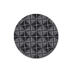 Pattern Op Art Black White Grey Rubber Round Coaster (4 Pack)  by Nexatart