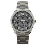 Pattern Op Art Black White Grey Sport Metal Watch Front