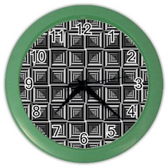 Pattern Op Art Black White Grey Color Wall Clocks by Nexatart