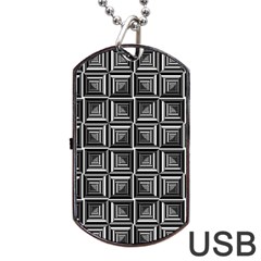 Pattern Op Art Black White Grey Dog Tag Usb Flash (two Sides) by Nexatart