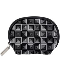 Pattern Op Art Black White Grey Accessory Pouches (small)  by Nexatart