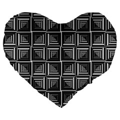 Pattern Op Art Black White Grey Large 19  Premium Flano Heart Shape Cushions by Nexatart