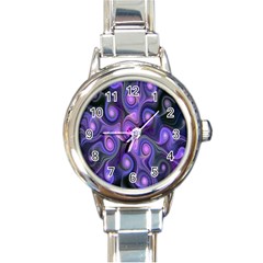 Abstract Pattern Fractal Wallpaper Round Italian Charm Watch by Nexatart