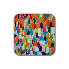 Mosaic Tiles Pattern Texture Rubber Coaster (square)  by Nexatart