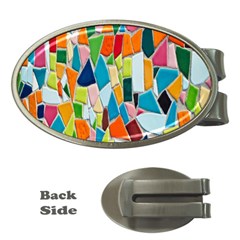 Mosaic Tiles Pattern Texture Money Clips (oval)  by Nexatart