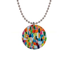 Mosaic Tiles Pattern Texture Button Necklaces