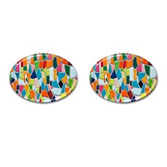 Mosaic Tiles Pattern Texture Cufflinks (oval) by Nexatart