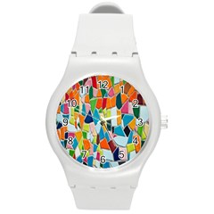 Mosaic Tiles Pattern Texture Round Plastic Sport Watch (m) by Nexatart