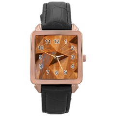 Steel Corten Steel Brown Steel Rose Gold Leather Watch 