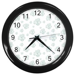 Pastel Floral Motif Pattern Wall Clocks (black) by dflcprints