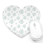 Pastel Floral Motif Pattern Heart Mousepads Front