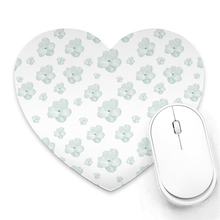 Pastel Floral Motif Pattern Heart Mousepads