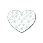 Pastel Floral Motif Pattern Heart Coaster (4 pack)  Front