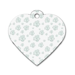 Pastel Floral Motif Pattern Dog Tag Heart (two Sides) by dflcprints