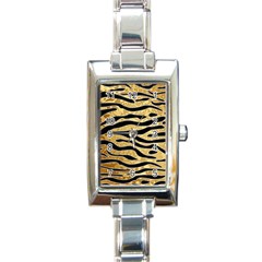 Golden Vector Embossed Golden Black Zebra Stripes Rectangle Italian Charm Watch by flipstylezfashionsLLC