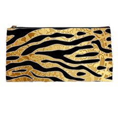 Golden Vector Embossed Golden Black Zebra Stripes Pencil Cases by flipstylezfashionsLLC