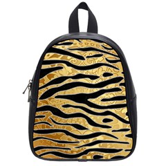 Golden Vector Embossed Golden Black Zebra Stripes School Bag (small) by flipstylezfashionsLLC