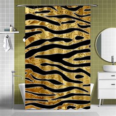 Golden Vector Embossed Golden Black Zebra Stripes Shower Curtain 48  X 72  (small)  by flipstylezfashionsLLC