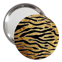 Golden Vector Embossed Golden Black Zebra Stripes 3  Handbag Mirrors by flipstylezfashionsLLC