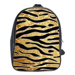 Golden Vector Embossed Golden Black Zebra Stripes School Bag (xl) by flipstylezfashionsLLC