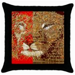 Artistic lion red and gold by kiekie strickland  Throw Pillow Case (Black) Front