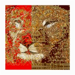 Artistic Lion Red And Gold By Kiekie Strickland  Medium Glasses Cloth by flipstylezfashionsLLC