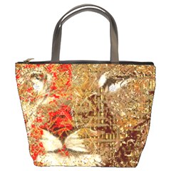 Artistic Lion Red And Gold By Kiekie Strickland  Bucket Bags by flipstylezfashionsLLC