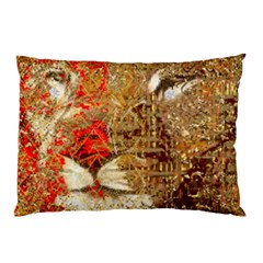 Artistic Lion Red And Gold By Kiekie Strickland  Pillow Case by flipstylezfashionsLLC