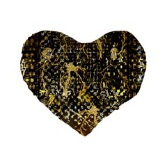 Retro Design In Gold And Silver Created By Kiekie Strickland Flipstylezdesigns Standard 16  Premium Flano Heart Shape Cushions