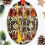 Retro orange black and white liquid gold  by kiekie strickland Ornament (Oval) Front