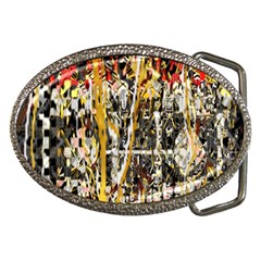 Retro Orange Black And White Liquid Gold  By Kiekie Strickland Belt Buckles by flipstylezfashionsLLC