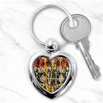 Retro orange black and white liquid gold  by kiekie strickland Key Chains (Heart)  Front