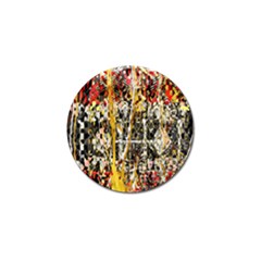 Retro Orange Black And White Liquid Gold  By Kiekie Strickland Golf Ball Marker by flipstylezfashionsLLC