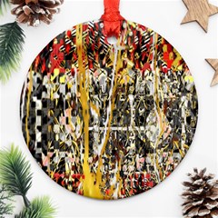 Retro Orange Black And White Liquid Gold  By Kiekie Strickland Round Ornament (two Sides) by flipstylezfashionsLLC