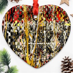 Retro Orange Black And White Liquid Gold  By Kiekie Strickland Heart Ornament (two Sides) by flipstylezfashionsLLC