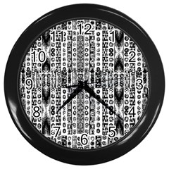 Creative Retro Black And White Abstract Vector Designs By Kiekie Strickland Wall Clocks (black) by flipstylezfashionsLLC