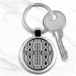 Creative retro black and white Abstract Vector Designs by kiekie strickland Key Chains (Round)  Front