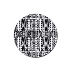 Creative Retro Black And White Abstract Vector Designs By Kiekie Strickland Rubber Round Coaster (4 Pack)  by flipstylezfashionsLLC