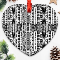 Creative Retro Black And White Abstract Vector Designs By Kiekie Strickland Heart Ornament (two Sides) by flipstylezfashionsLLC