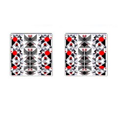 Retro Geometric Red And Black Triangles  Cufflinks (square) by flipstylezfashionsLLC